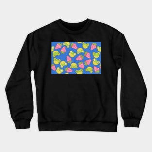 Frogs and Strawberries on Bright Dark Blue Crewneck Sweatshirt